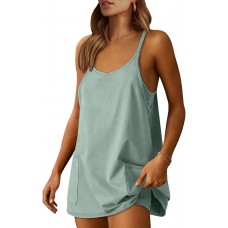 Prinbara Women 2025 Summer Mini Romper Dress Tennis Athletic Shorts Sundress Built in Shapewear Casual Workout Trendy Outfits