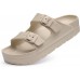 Women's Platform Sandals with Arch Support, Chunky Lightweight Foam Slip on Slides, Comfortable Summer Beach Sandals with Adjustable Buckle