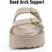 Women's Platform Sandals with Arch Support, Chunky Lightweight Foam Slip on Slides, Comfortable Summer Beach Sandals with Adjustable Buckle