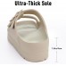 Women's Platform Sandals with Arch Support, Chunky Lightweight Foam Slip on Slides, Comfortable Summer Beach Sandals with Adjustable Buckle