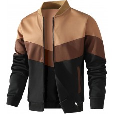 HYPESTFIT Mens Lightweight Jacket Casual Bomber Jacket Color Block Varsity Coat