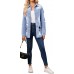 sexycherry Denim Jacket for Women Long Sleeve Classic Trucker Jeans Long Coat Outwear with Pockets