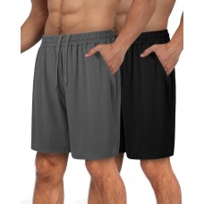 2 Pack Mens Gym Basketball Shorts - Athletic Black Workout Quick Dry Shorts with Pockets for Casual Running