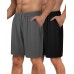 2 Pack Mens Gym Basketball Shorts - Athletic Black Workout Quick Dry Shorts with Pockets for Casual Running