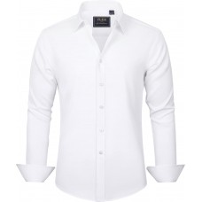 J.VER Men's Dress Shirts Solid Long Sleeve Stretch Wrinkle-Free Formal Shirt Business Casual Button Down Shirts